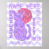 Z Lila Katze und Mond Katze lange Zickzack Poster (Vorne)