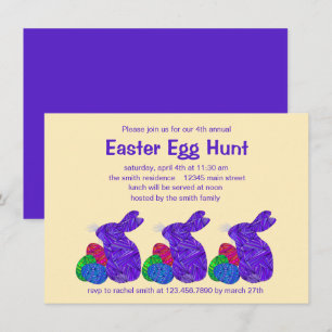 Z Lila Ostern Osterhase Eizelljagd Party Einladung