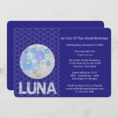 Z Luna der Vollmondblauer und lila RaumGeek Einladung (Vorne/Hinten)