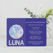 Z Luna der Vollmondblauer und lila RaumGeek Einladung (Stehend Vorderseite)