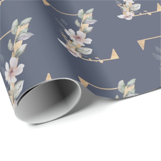 Z Monogram Floral Wrapping Paper Geschenkpapier (Rolleneckpunkt)