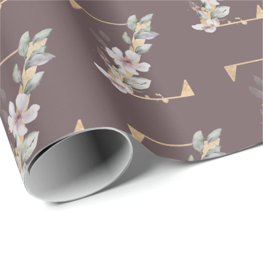 Z Monogram Floral Wrapping Paper Geschenkpapier (Rolleneckpunkt)