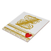 Z Monogram Name Gold Lace Red Heft Template Tile Fliese (Seite)