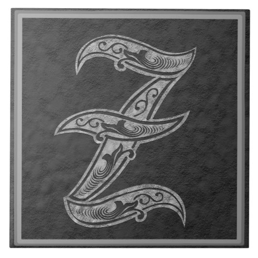 Z Monogram "Royal Gray Stone" Keramik Tile Fliese (Vorderseite)