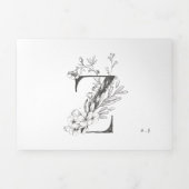 'Z' Monogram Schöne gezeichnete Blumenhochzeit Dreifach Gefaltete Einladung (Cover)
