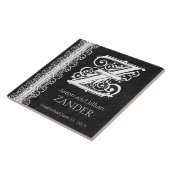 Z Monogram "White Lace on Black" Hochzeitszange Fliese (Seite)