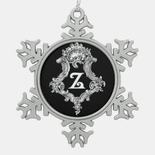 Z Monogramm Erstverzierung Schneeflocken Zinn-Ornament