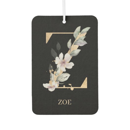 Z Monogramm Floral Personalisiert Autolufterfrischer (Vorderseite)
