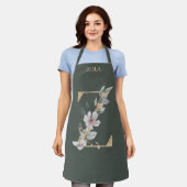 Z Monogramm Floral Personalisiert Schürze (Getragen)