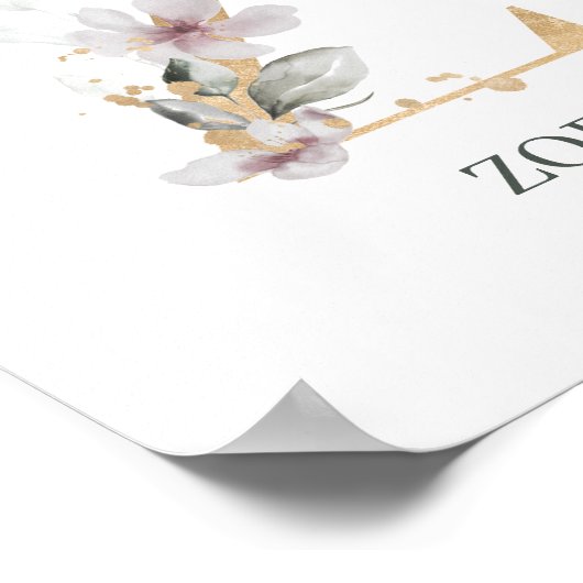 Z Monogramm florales Personalisiertes Poster (Ecke)