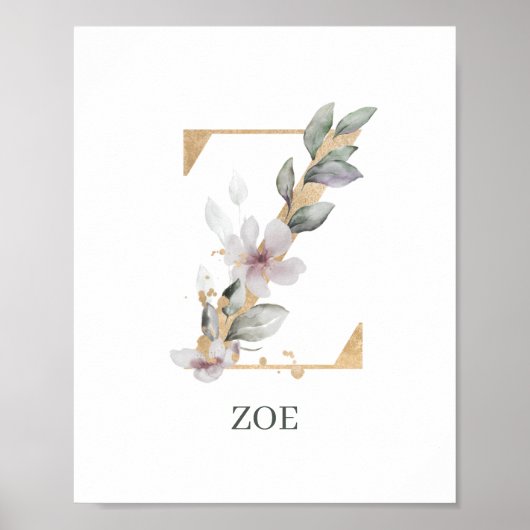 Z Monogramm florales Personalisiertes Poster (Vorne)