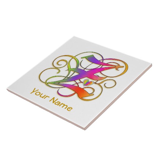 Z Monogramm Ihr Name "Gothic Rainbow" Keramik Tile Fliese (Seite)