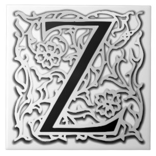 Z Monogramm Keramik "Silver Besque" Fliese