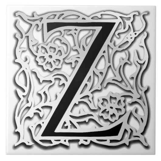 Z Monogramm Keramik "Silver Besque" Fliese (Vorderseite)