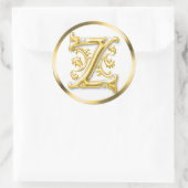 Z-Rundaufkleber in Gold Runder Aufkleber (Tasche)