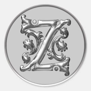 Z Rundkleber in Silber Runder Aufkleber