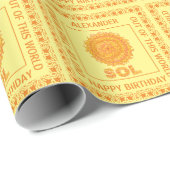 Z Sol Sun Space Geek Gelb und Orange Star Geschenkpapier (Rolleneckpunkt)