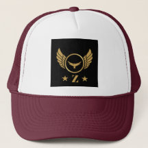 Z Symbol Letter Gold Eagle Wings Monogram Cap