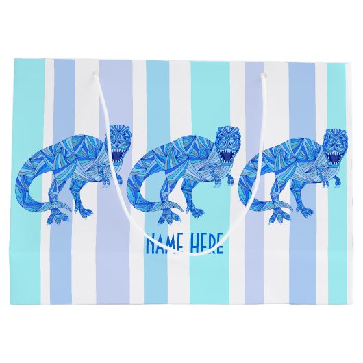 Z T-Rex Dinosaur farbenfrohe prähistorische Streif Große Geschenktüte (Rückseite)