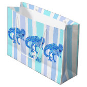 Z T-Rex Dinosaur farbenfrohe prähistorische Streif Große Geschenktüte (Vorderseite Schrägansicht)