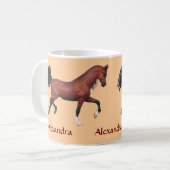 Z Trotting Bucht-Pferdeliebhaber-personalisierte Kaffeetasse (Vorderseite Links)