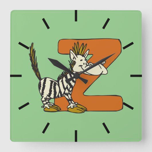 Z wie Zebra Quadratische Wanduhr (Vorderseite)