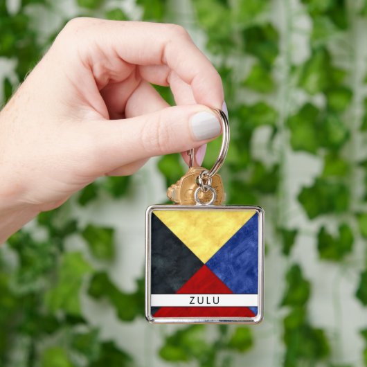 Z Zulu Nautic Signal Flag + Ihr Name Schlüsselanhänger (Hand)