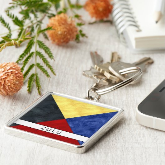 Z Zulu Nautic Signal Flag + Ihr Name Schlüsselanhänger (Seite)