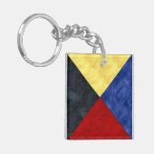 Z Zulu Wasserfarben Seeflagge Schlüsselanhänger (Vorderseite links)