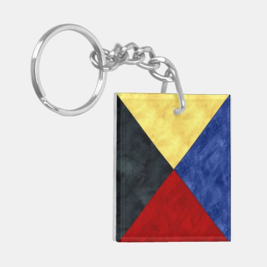 Z Zulu Wasserfarben Seeflagge Schlüsselanhänger (Vorderseite links)