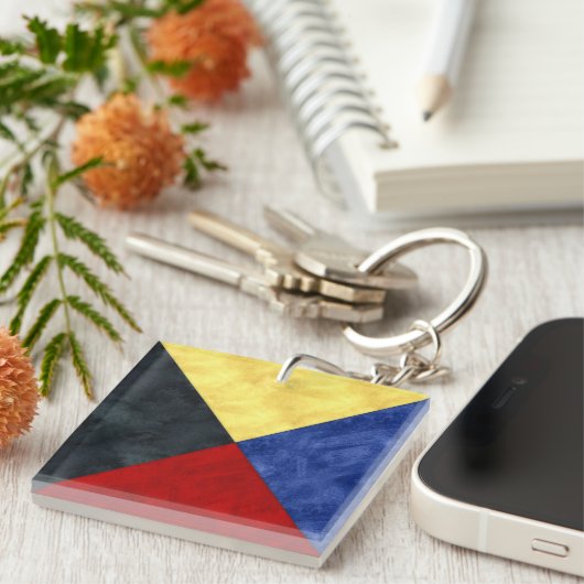 Z Zulu Wasserfarben Seeflagge Schlüsselanhänger (Vorderseite rechts)