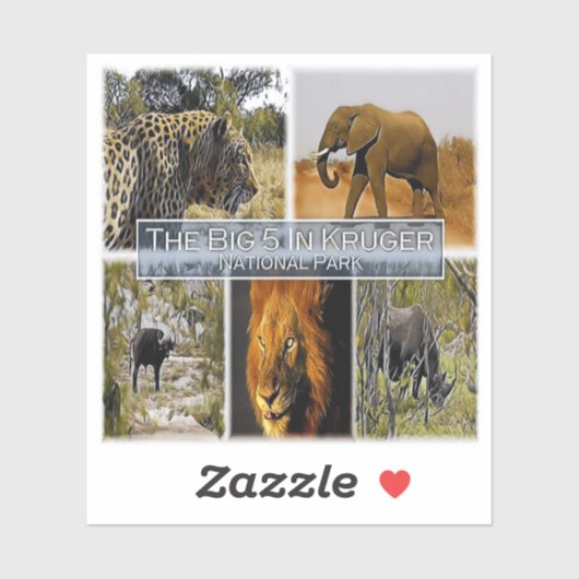 ZA * SÜDAFRIKA - DER GROSSE 5 IN KRUGER N.P. AUFKLEBER (Blatt)