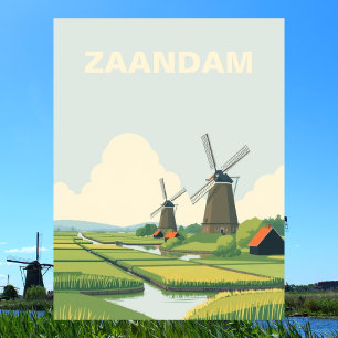 Zaandam, Niederlande Windmühlen Reisen Vintag Postkarte