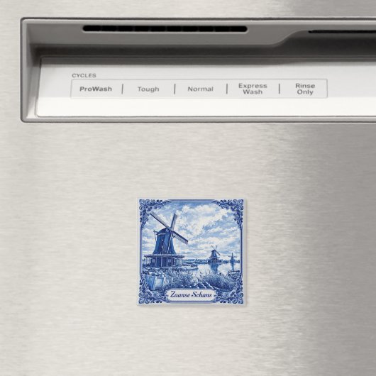 Zaanse Schans Delft Blue style magnet (In Situ (Geschirrspüler))