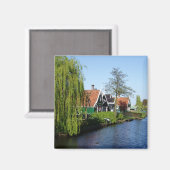 Zaanse Schans Niederländische Holzhäuser in Grün u Magnet (Vorderseite/Rückseite)