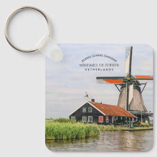 Zaanse Schans Windmill Watercolor Dutch Heritage Schlüsselanhänger