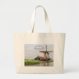 Zaanse Schans Windmühle Aquarell Niederländisch Jumbo Stoffbeutel