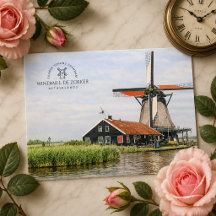 Zaanse Schans Windmühle Aquarell Niederländisches 