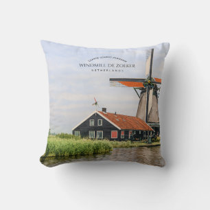 Zaanse Schans Windmühle Aquarell Niederländisches Kissen