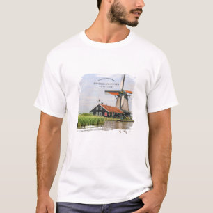Zaanse Schans Windmühle Aquarell Niederländisches T-Shirt