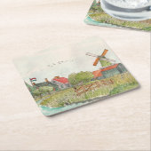 Zaanse Schans Zaandam Netherlands Watercolor Poste Rechteckiger Pappuntersetzer (angewinkelt)