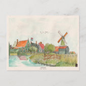 Zaanse Schans Zaandam Niederlande Wasserfarbe Postkarte (Vorderseite)