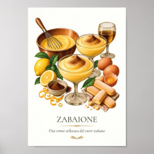 Zabaione – italienisches Dessert im Vintage-Stil Poster