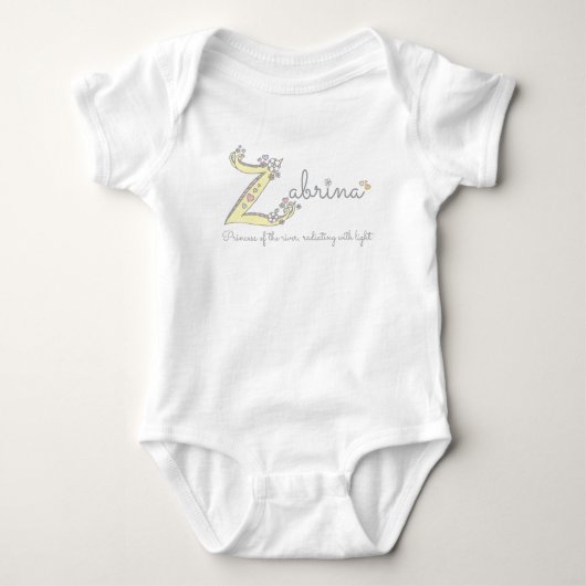 Zabrina Girls Name bedeutet Z monogramm Herz Baby Strampler (Vorderseite)
