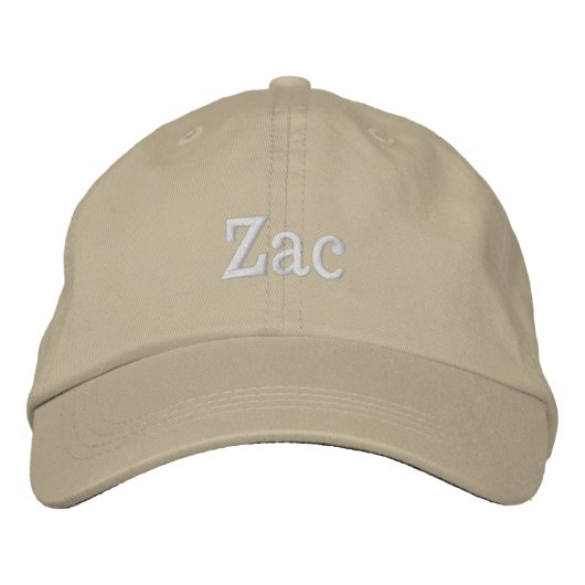 "Zac" Name bestickt, Bestickte Baseballkappe (Vorderseite)