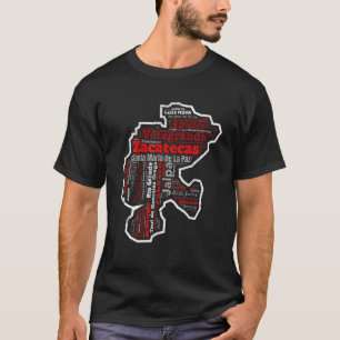 Zacatecas Mexico Mapa Municipios Mexikanischer Sta T-Shirt