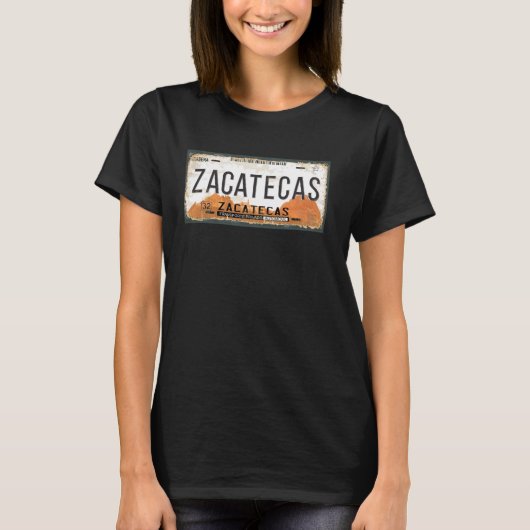 Zacatecas Mexico Staat Lizenzschild T-Shirt (Vorderseite)