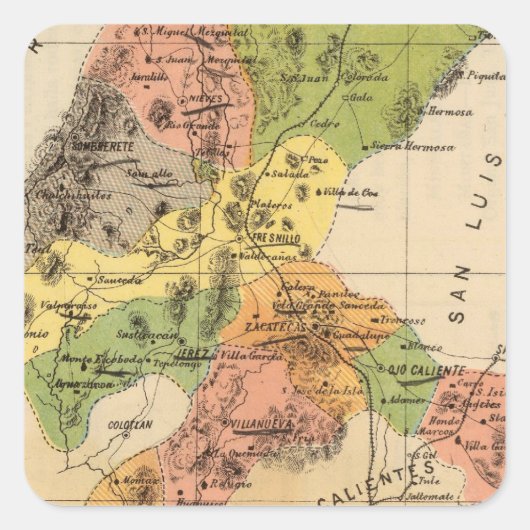 Zacatecas, Mexiko Quadratischer Aufkleber (Vorderseite)