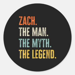 Zach der Mann Mythos Legende, Lustiger Name Zach Runder Aufkleber
