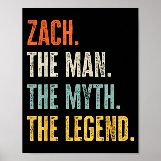 Zach The , Man Myth Legend, Funny Name Zach Poster (Vorne)